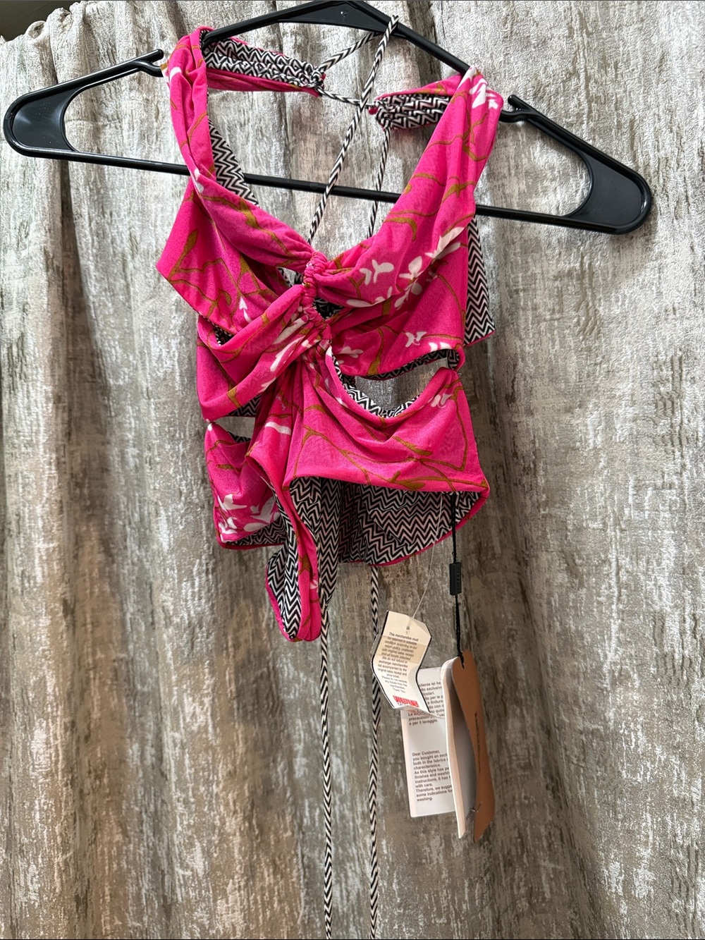 Missoni Hot Pink Floral Tie-Back Halter swimsuit